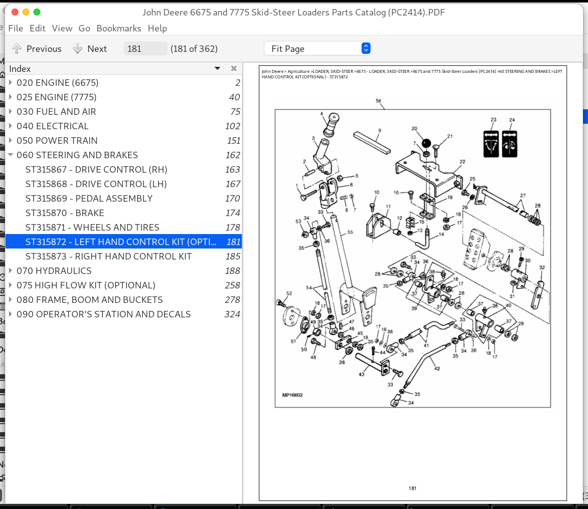 John Deere 6675 and 7775 SkidSteer Loaders Parts Catalog (PC2414